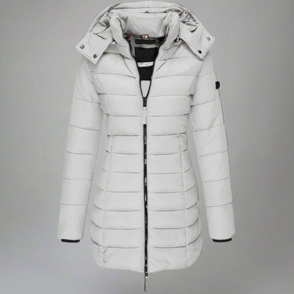 Damska Puffer Kurtka Lekka Długa Ocieplana