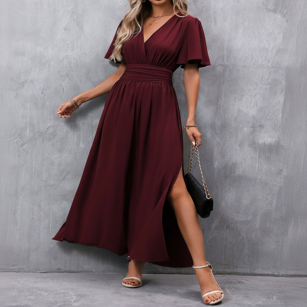 Damska Letnia Koktajlowa Suknia Ślubna Zawinąć Midi