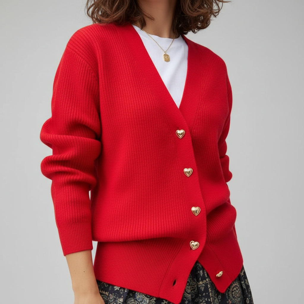 Damski Dzianinowy Kardigan Sweter Klasyczny Elegancki