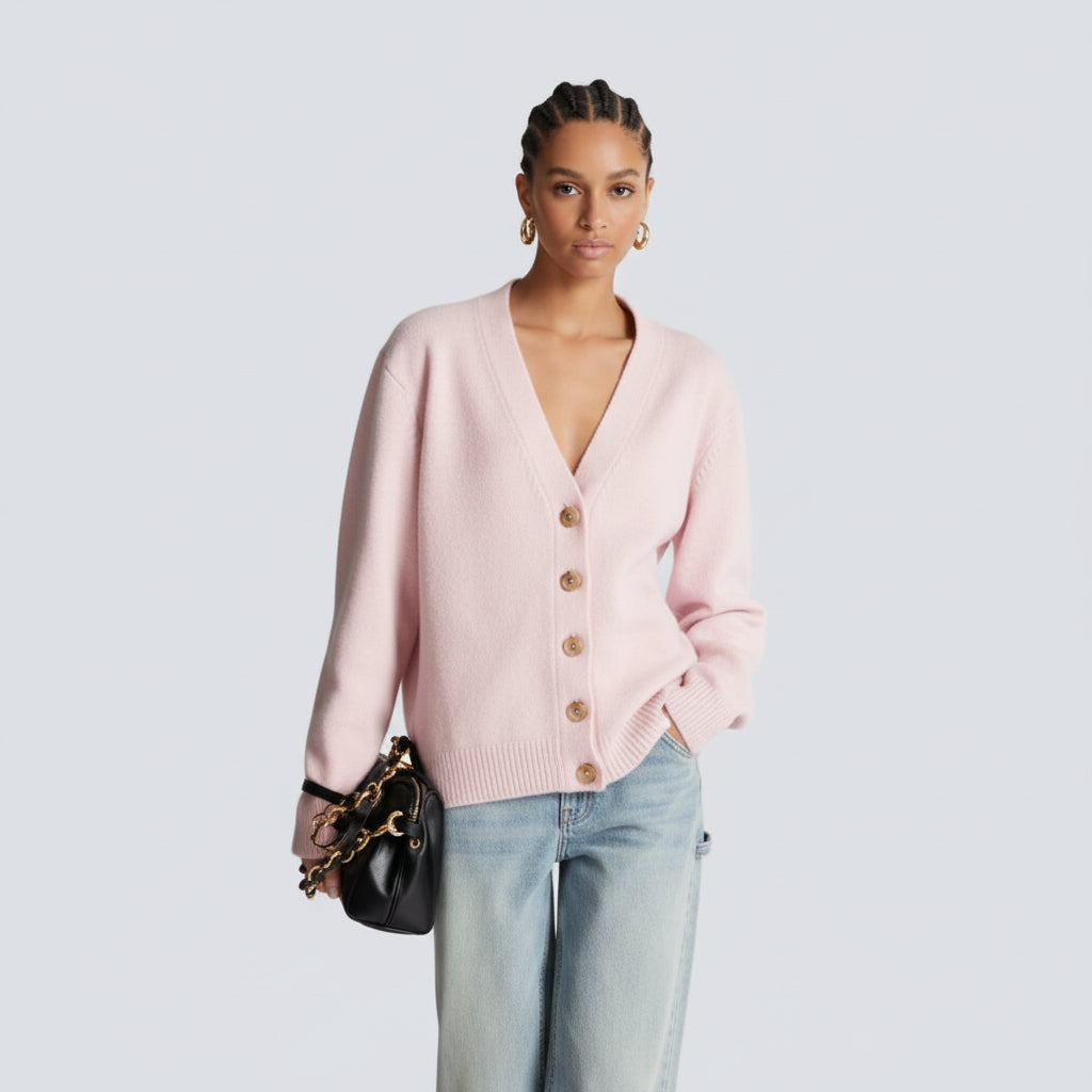 Damski Dzianinowy Kardigan Sweter Klasyczny Elegancki