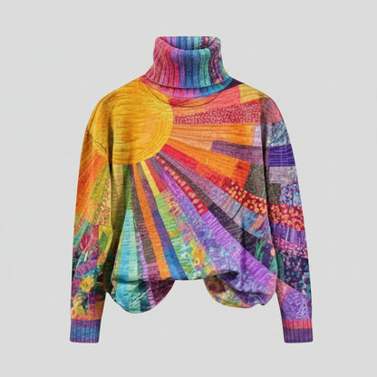 Sweter Damski Dziany Golf Oversize Ciepły Stylowy