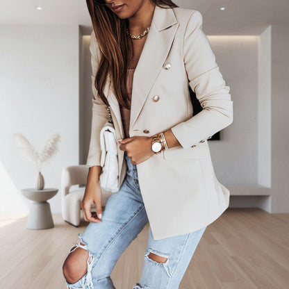 Damska Marynarka Oversized Fasonie Długi Rękaw Guzikami
