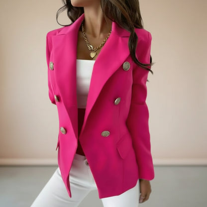 Damska Marynarka Oversized Fasonie Długi Rękaw Guzikami