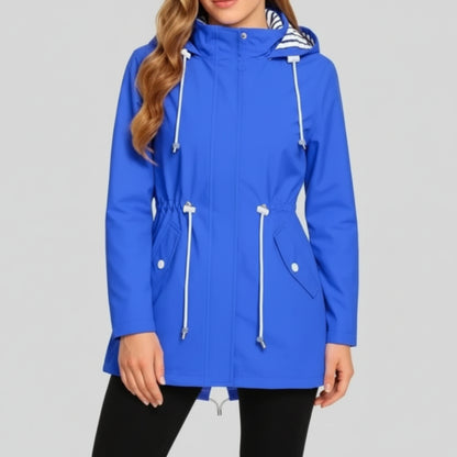 Damska Lekka Kurtka Wiatrówka Kapturem Długa