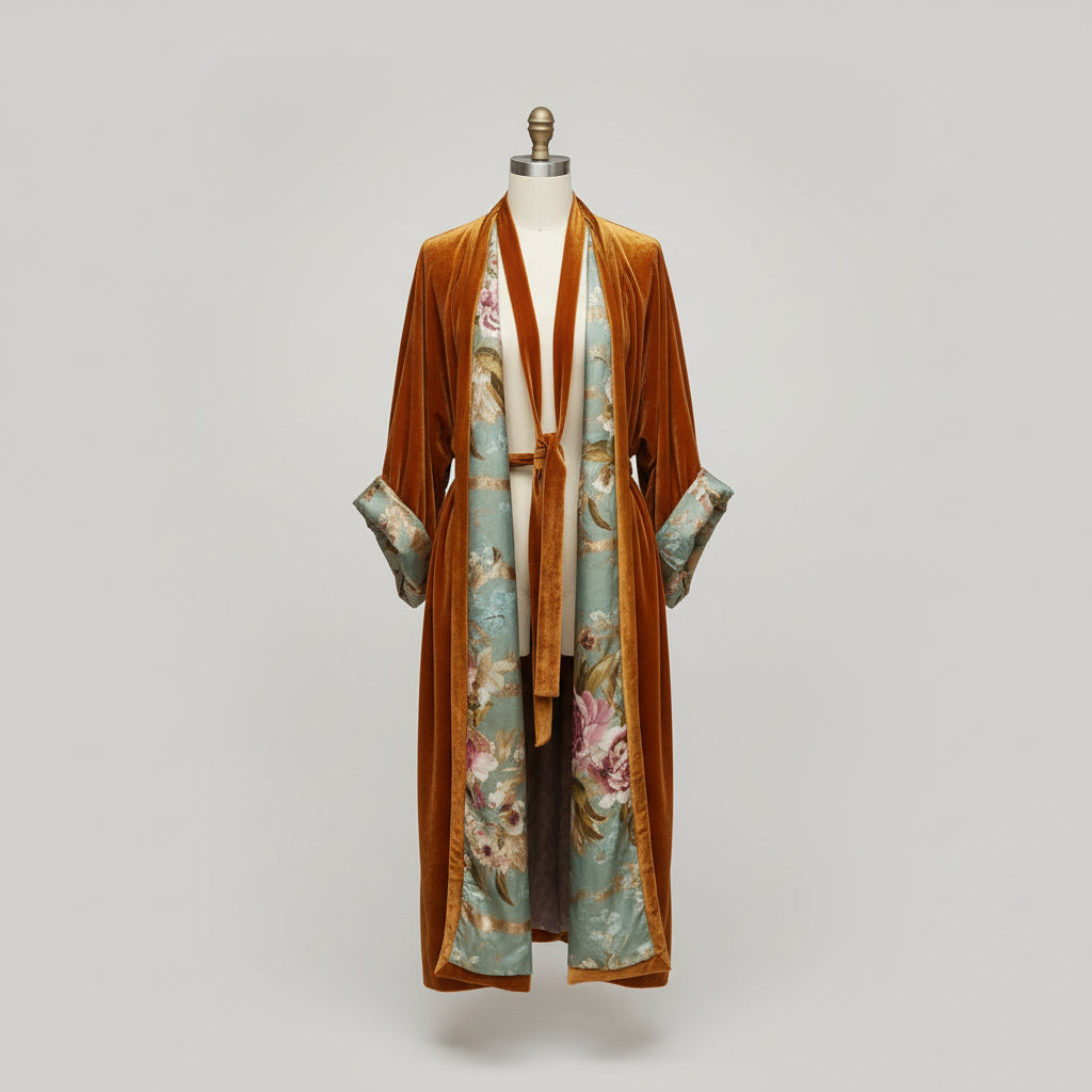 Damska Kurtka Kimono Kwiecistym Wzorem Dugi Rekaw Elegancka