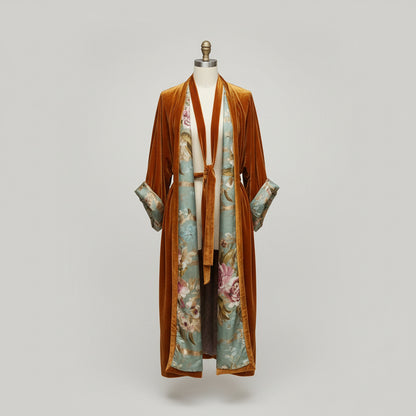 Damska Kurtka Kimono Kwiecistym Wzorem Dugi Rekaw Elegancka