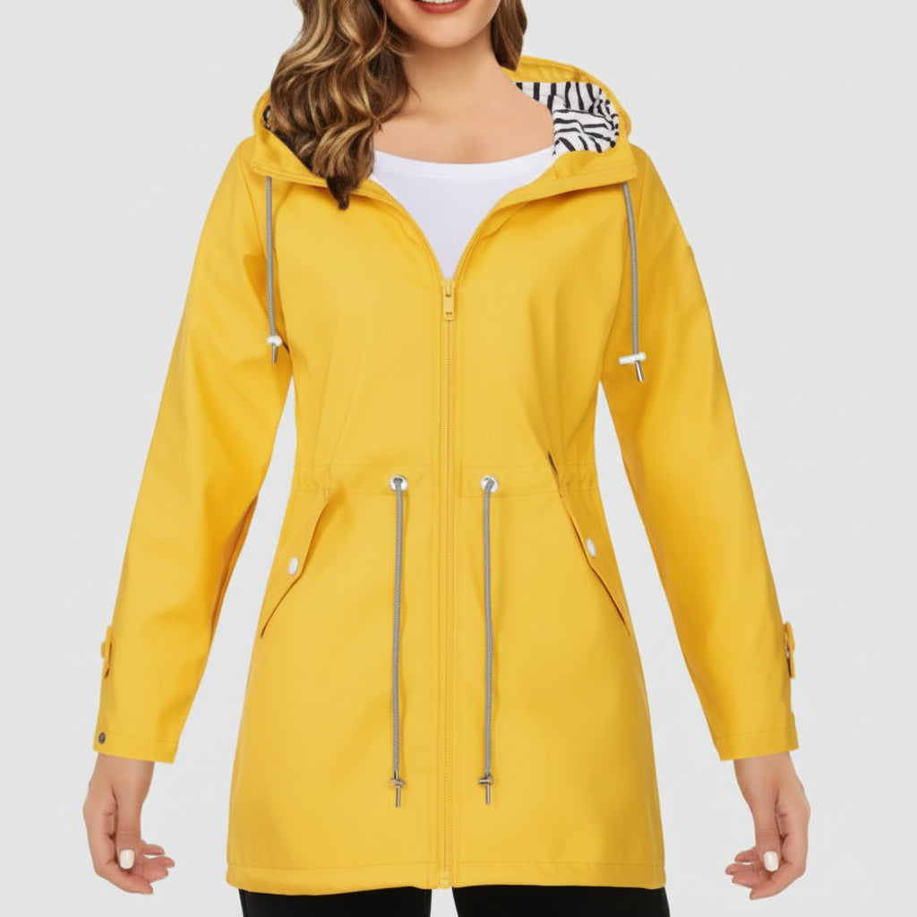 Damska Lekka Kurtka Wiatrówka Kapturem Długa