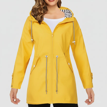 Damska Lekka Kurtka Wiatrówka Kapturem Długa