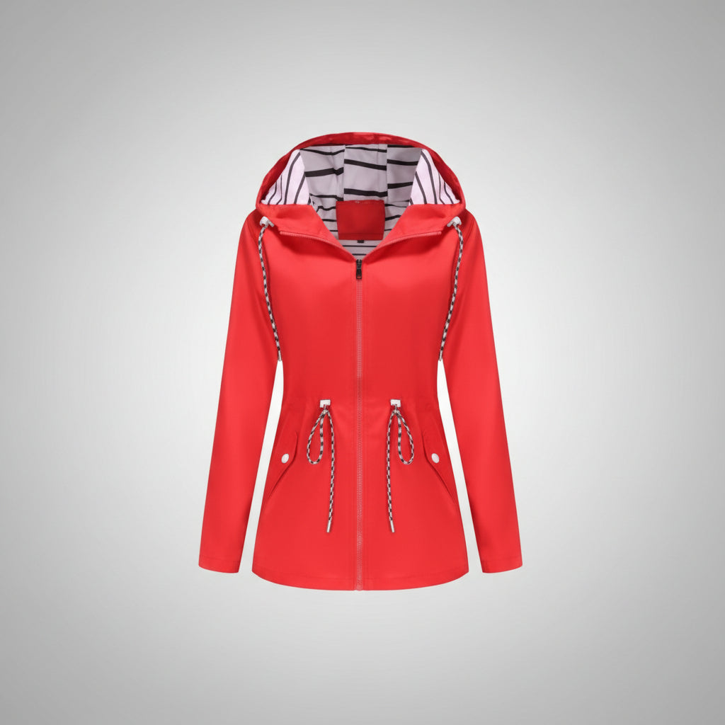 Damska Lekka Kurtka Wiatrówka Kapturem Długa