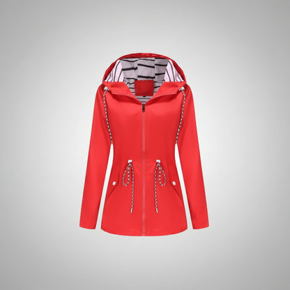 Damska Lekka Kurtka Wiatrówka Kapturem Długa