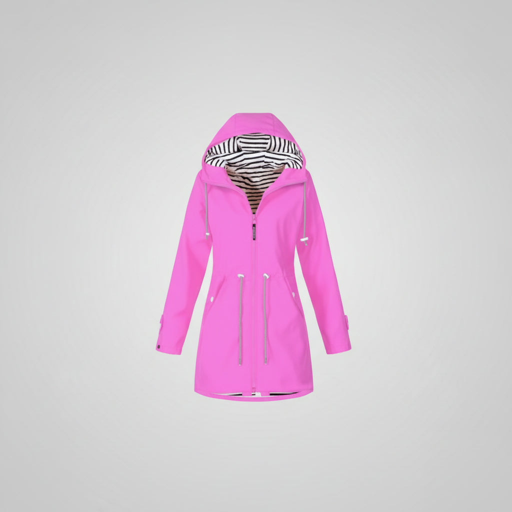 Damska Lekka Kurtka Wiatrówka Kapturem Długa