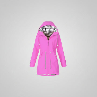 Damska Lekka Kurtka Wiatrówka Kapturem Długa