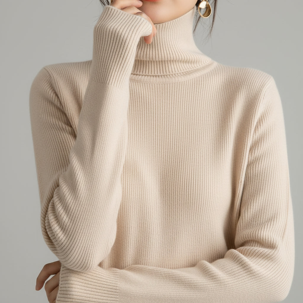 Damski Dzianinowy Sweter Golf Miękki Ciepły Oversize