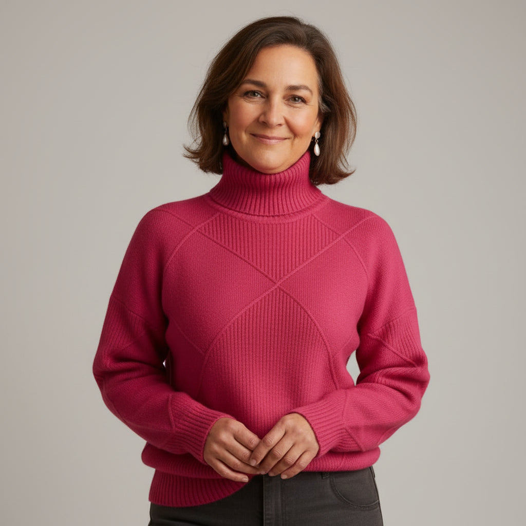 Damski Dzianinowy Sweter Golf Miękki Ciepły Oversize