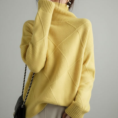 Damski Dzianinowy Sweter Golf Miękki Ciepły Oversize