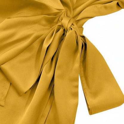 Damska Elegancka Bluzka Kopertowa Wiązana Długi Rękaw
