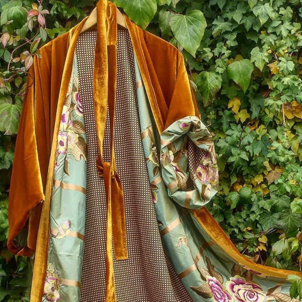 Damska Kurtka Kimono Kwiecistym Wzorem Dugi Rekaw Elegancka