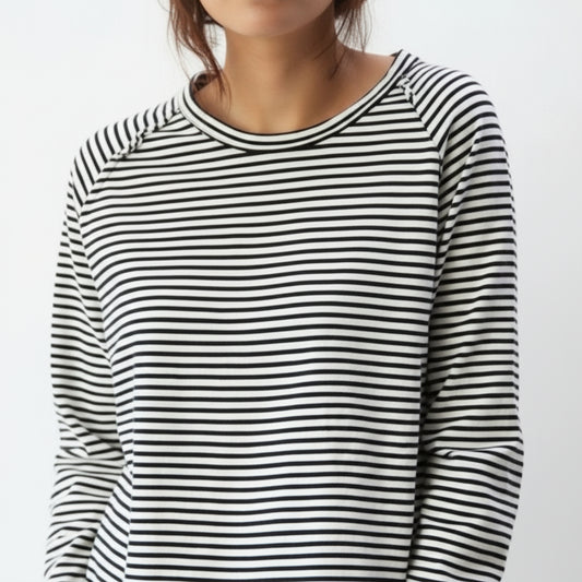 Damski Dlugi Sweter Paski Oversized Dzianinowy