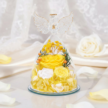 Wieczna Róża Szklanej Kulisie Aniołem Prezent Walentynki Rocznicę