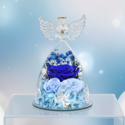 Wieczna Róża Szklanej Kulisie Aniołem Prezent Walentynki Rocznicę