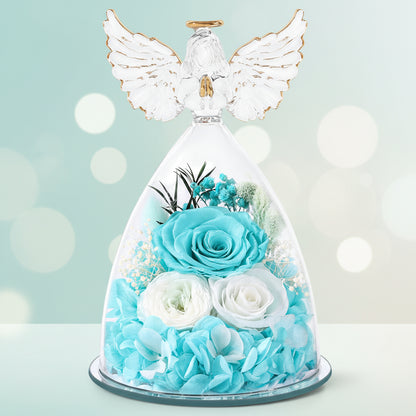 Wieczna Róża Szklanej Kulisie Aniołem Prezent Walentynki Rocznicę
