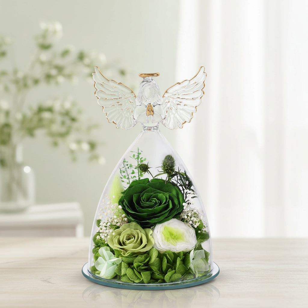 Wieczna Róża Szklanej Kulisie Aniołem Prezent Walentynki Rocznicę