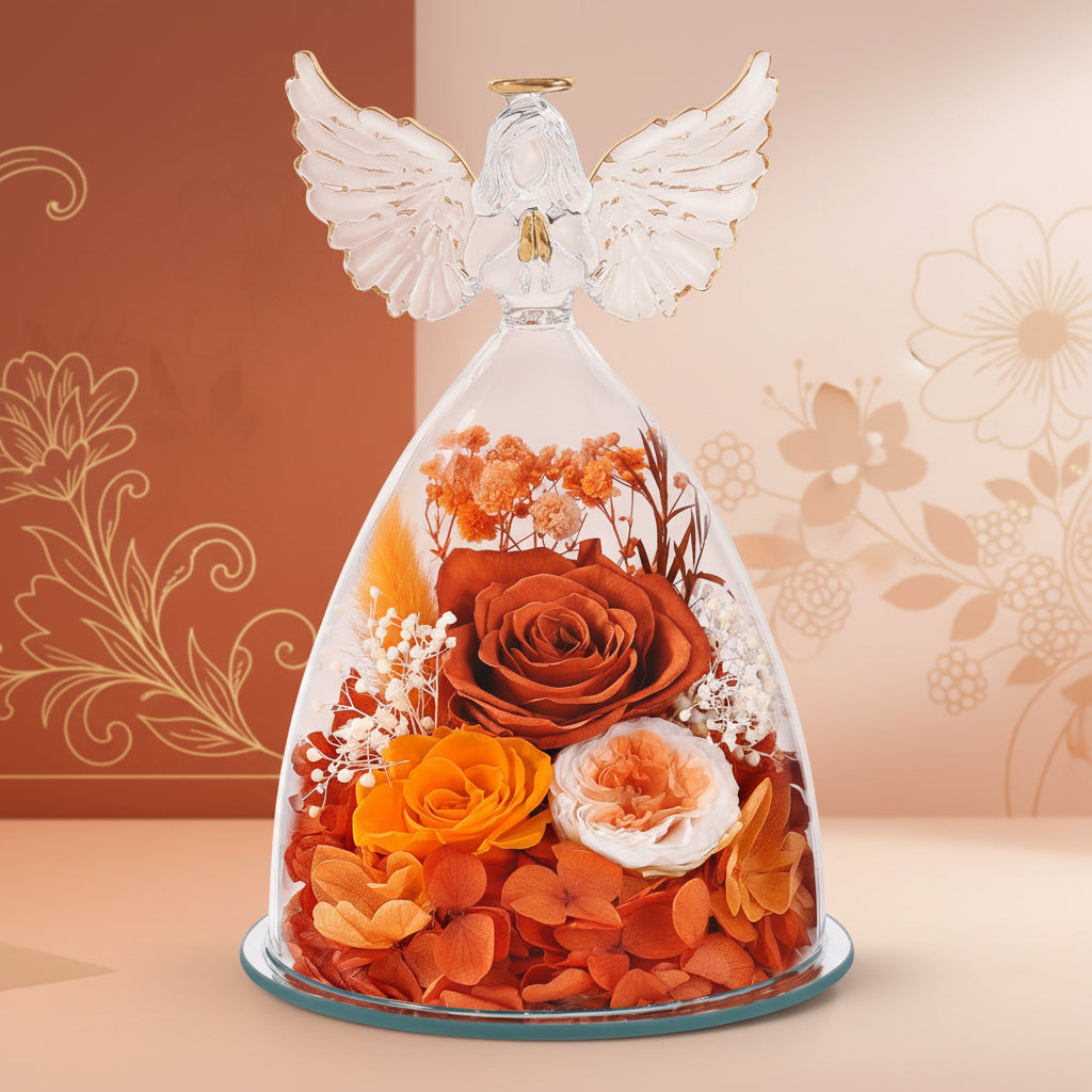 Wieczna Róża Szklanej Kulisie Aniołem Prezent Walentynki Rocznicę