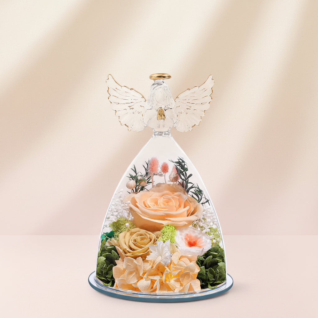 Wieczna Róża Szklanej Kulisie Aniołem Prezent Walentynki Rocznicę