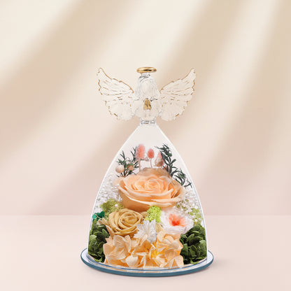 Wieczna Róża Szklanej Kulisie Aniołem Prezent Walentynki Rocznicę