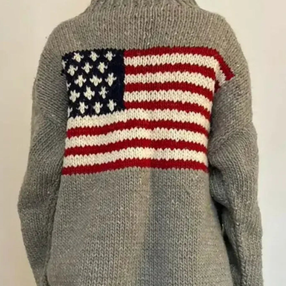 Damski Dzianinowy Sweter Golf Oversize Długi Krój