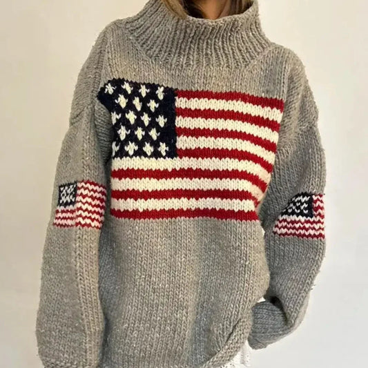 Damski Dzianinowy Sweter Golf Oversize Długi Krój