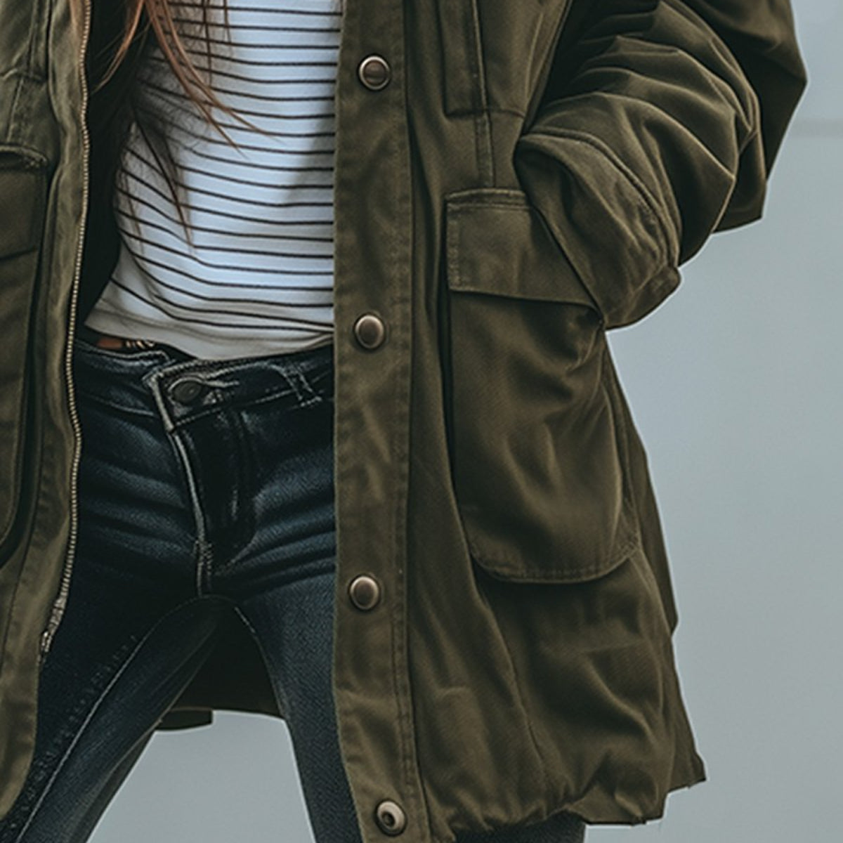 Damska Długa Kurtka Śniegowa Lekka Kapturem