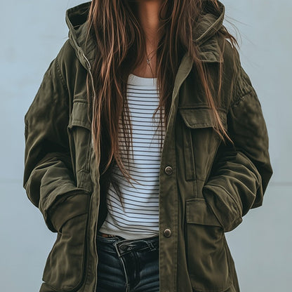 Damska Długa Kurtka Śniegowa Lekka Kapturem