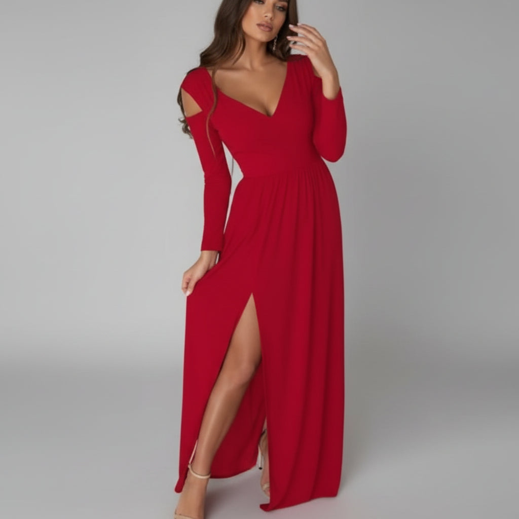 Damska Formalna Suknia Ślubna Długim Rękawem Koktajlowa Maxi