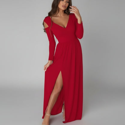 Damska Formalna Suknia Ślubna Długim Rękawem Koktajlowa Maxi