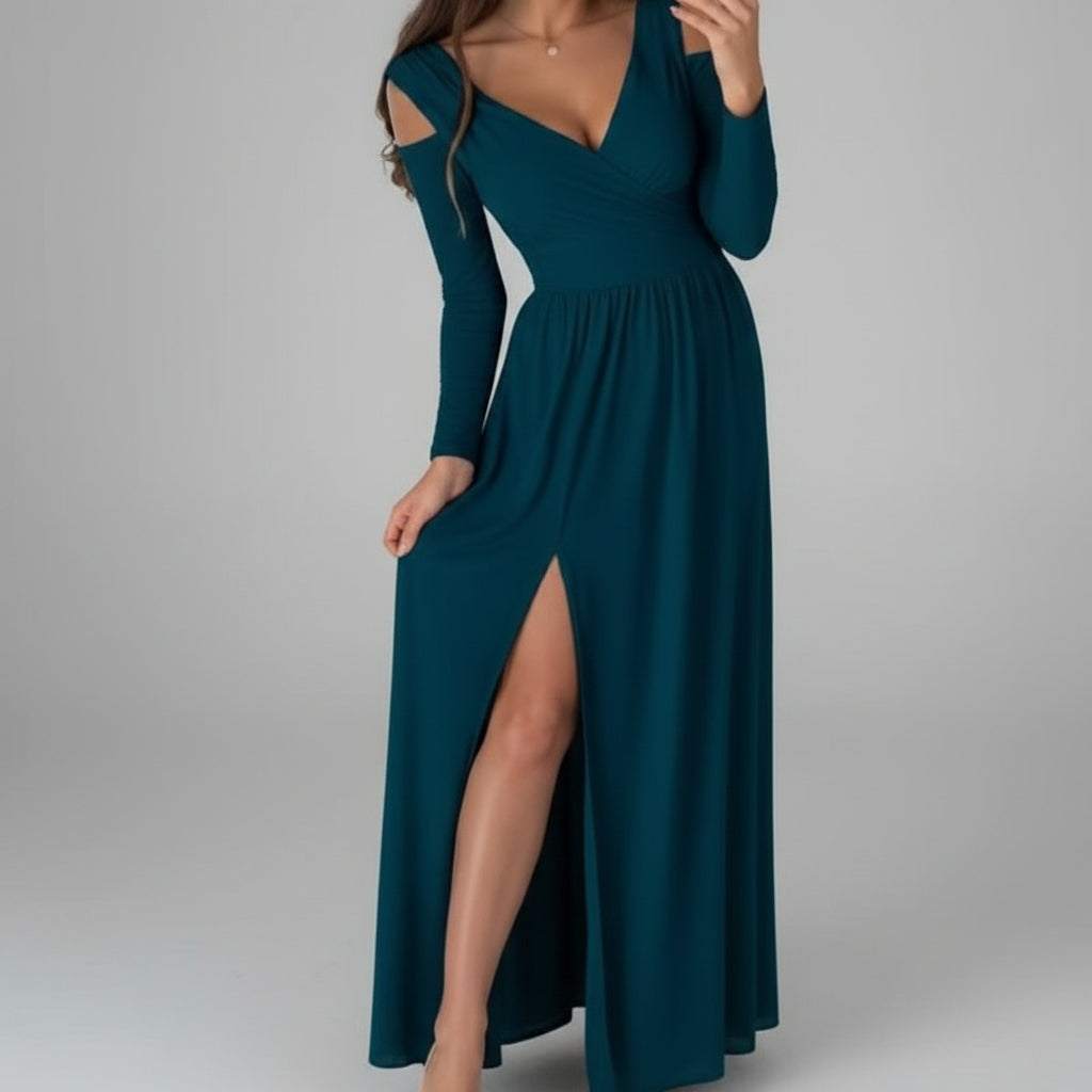 Damska Formalna Suknia Ślubna Długim Rękawem Koktajlowa Maxi