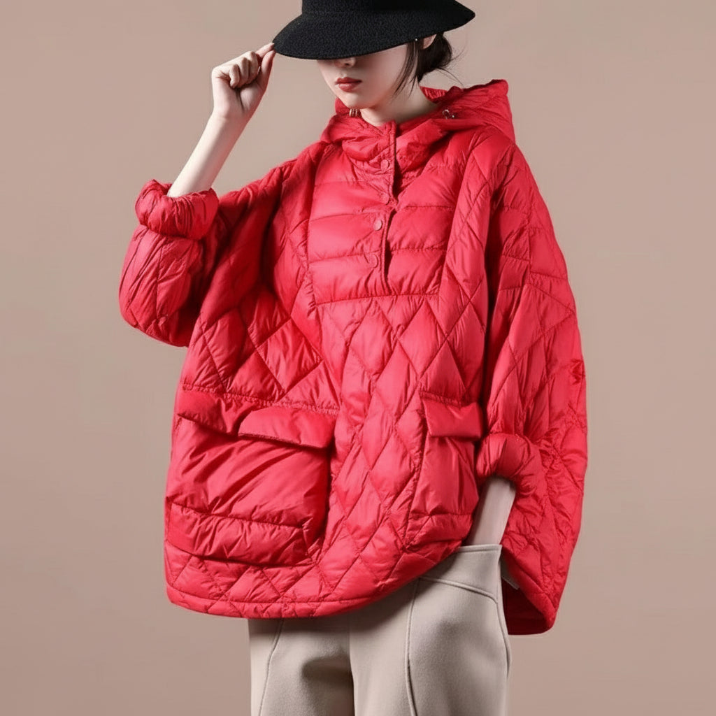 Damska Pikowana Kurtka Puffer Krótka Oversize