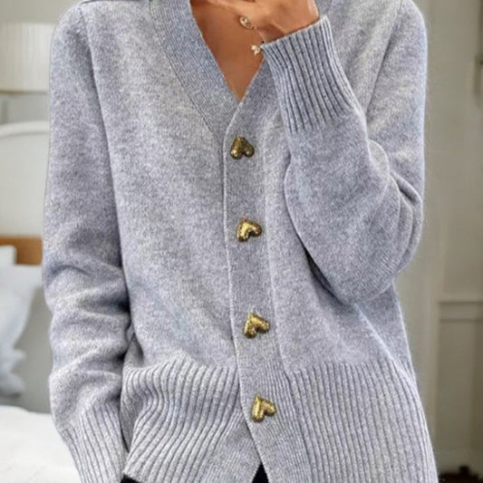 Damski Dzianinowy Kardigan Sweter Klasyczny Elegancki