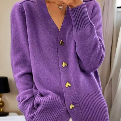 Damski Dzianinowy Kardigan Sweter Klasyczny Elegancki