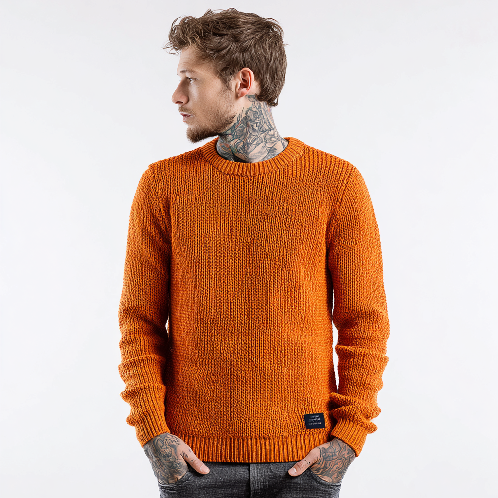 Przytulny sweter z długimi rękawami nazywa się swetrem męskim.