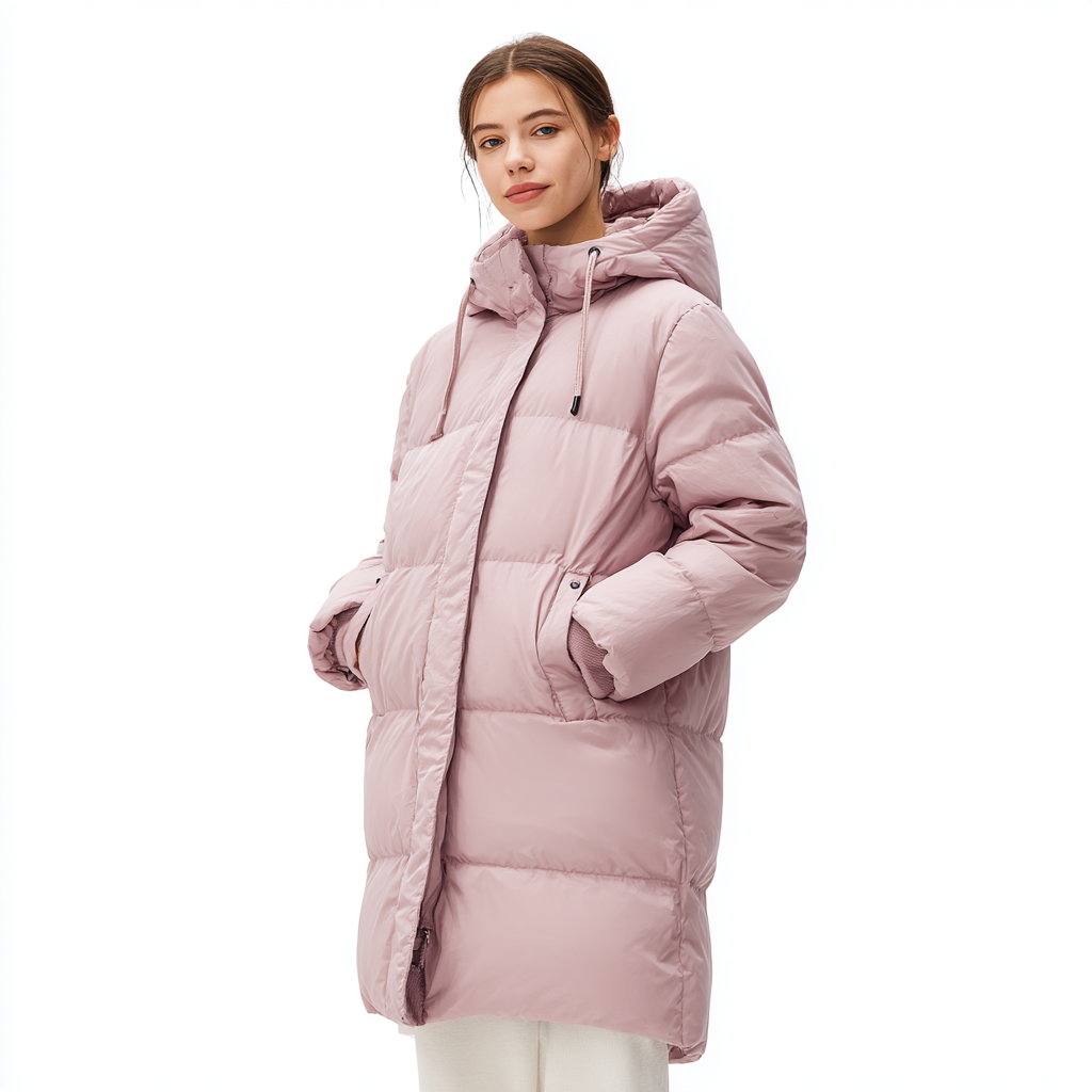 Długi płaszcz puchowy z kapturem to fantastyczne ubranie zimowe dla kobiet.