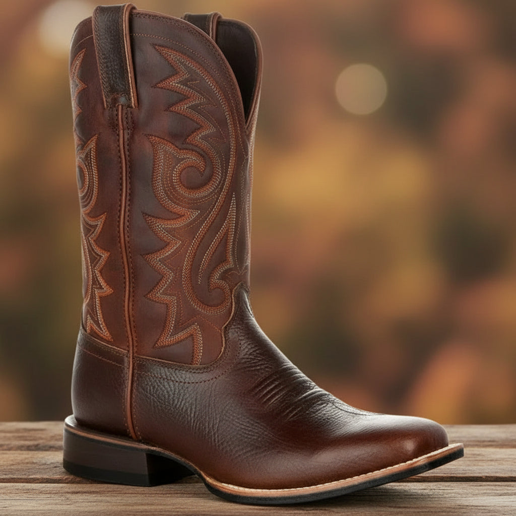 Buty Męskie Kowbojskie Długie Wygodne Skórzane Obuwie